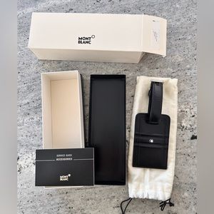Black Leather Mont Blanc Luggage Tag